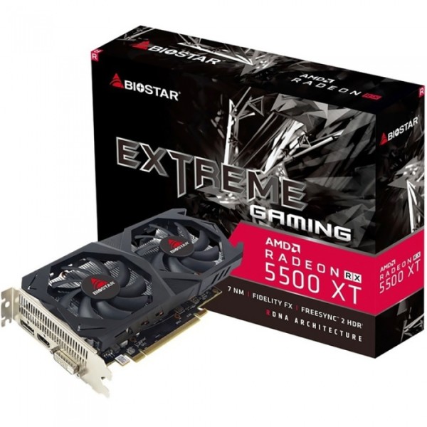 Видеокарта Radeon RX 550 1100МГц Biostar (GDDR5, 128бит, 1xDVI, 1xHDMI, 1xDP)