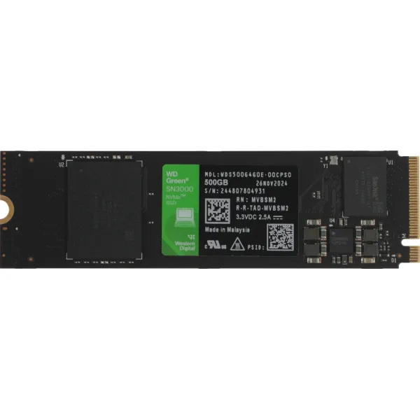Жесткий диск SSD 500Гб Western Digital (2280, 5000/4100 Мб/с, PCIe 4.0 x4 (NVMe))