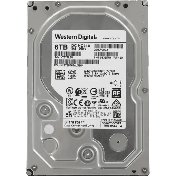 Жесткий диск HDD 6Тб Western Digital Ultrastar DC HC310 (3.5