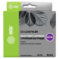 Картридж Cactus Brother CS-LC567XLBK (черный; 1200стр; 28мл; Brother MFC J2310, J2510, J3520, J3720) [CS-LC567XLBK]