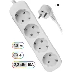 Удлинитель Defender E418 (1,8м, 4xEURO, 2,2кВт, 10А)