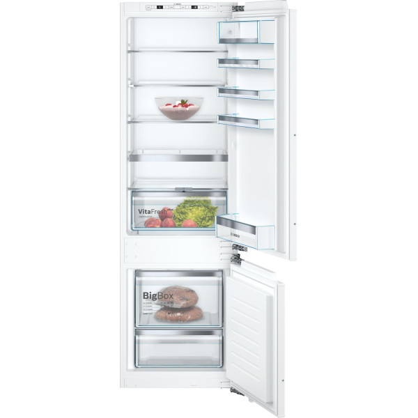 Холодильник полновстраиваемый Bosch KIS87AFE0 (A++, 2-камерный, объем 270:209/63л, 55.8x177.2x54.5см, белый)
