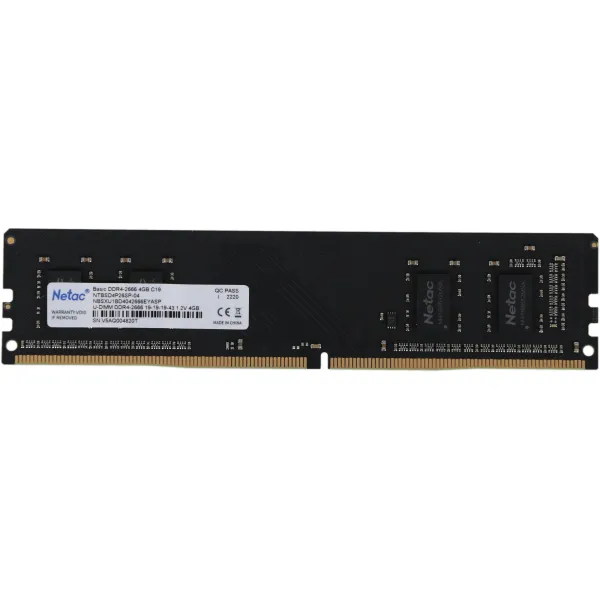 Память DIMM DDR4 4Гб 2666МГц Netac (21300Мб/с, CL19, 288-pin, 1.2 В)