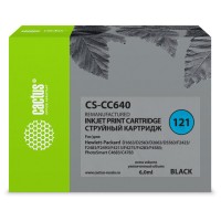 Чернильный картридж Cactus HP 121 CS-CC640 (черный; 6стр; 9мл; DJ D1663, D2563, D2663, D5563, F2423, F2483, F2493, F4213, F4275, F4283, F4583, PS C4683, C4783)