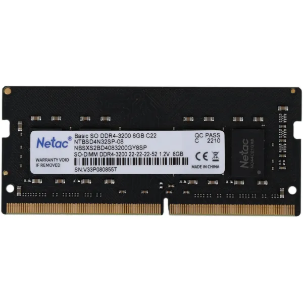 Память SO-DIMM DDR4 8Гб 3200МГц Netac (25600Мб/с, CL22, 260-pin, 1.2 В)