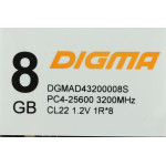 Память DIMM DDR4 8Гб 3200МГц Digma (25600Мб/с, CL22, 288-pin)