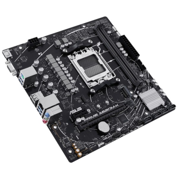 Материнская плата ASUS PRIME A620M-K (AM5, AMD A620, 2xDDR5 DIMM, microATX, RAID SATA: 0,1,10)