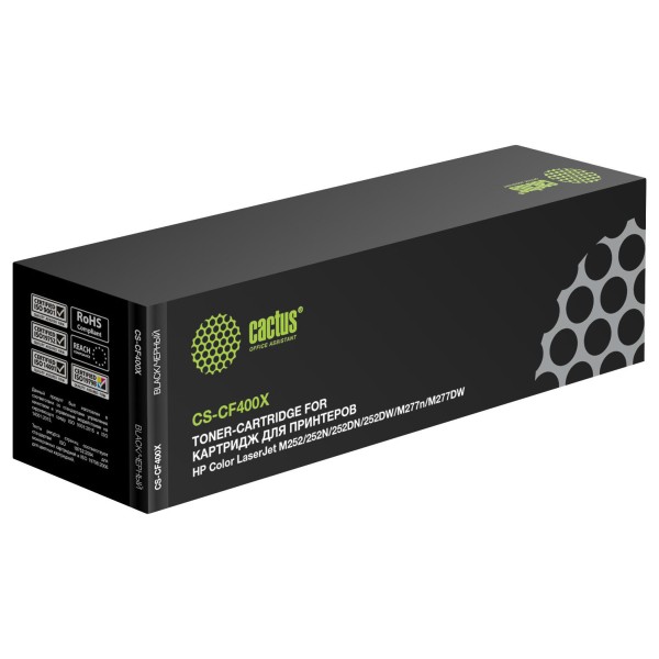 Тонер-картридж Cactus HP CS-CF400X (черный; 2800стр; CLJ M252, 252N, 252DN, 252DW, M277n, M277DW)