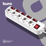 Сетевой фильтр Buro 500SH-1.8-SW (1,8м, 5xEURO, 2,2кВт, 10А)