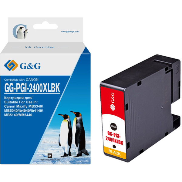 Картридж G&G GG-PGI-2400XLBK (черный; 74,6стр; Maxify iB4040, iB4140, МВ5040, MB5140, МВ5340, MB5440)