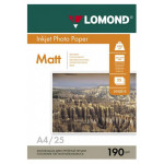 Фотобумага Lomond 0102036 (A4, 190г/м2, для струйной печати, двусторонняя, матовая, 25л)