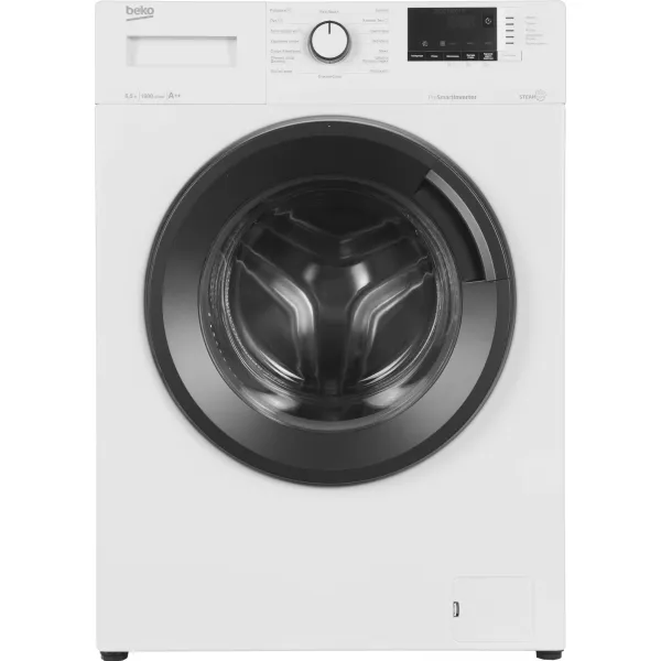 Стиральная машина Beko WSRE6H612ZAWI(фронтальная средняя, класс стирки/отжима/э.потребления: A/B/A-10% , макс: 6,5кг, 1200 об/мин, инвертер, 60x84x44см, белый)