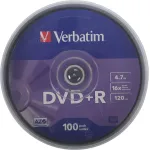 Диск DVD+R Verbatim (4.7Гб, 16x, cake box, 100)