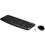 Клавиатура и мышь HP и 3ML04AA Wireless Keyboard and Mouse 300 Black USB (радиоканал, классическая мембранная, 114кл, светодиодная, кнопок 3, 1600dpi)