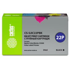 Картридж Cactus CS-SJIC22PBK (оригинальный номер: C33S020601; черный; 34стр; ColorWorks C3500) [CS-SJIC22PBK]