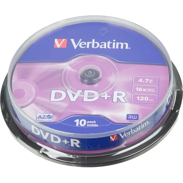 Диск DVD+R Verbatim (4.7Гб, 16x, cake box, 10)