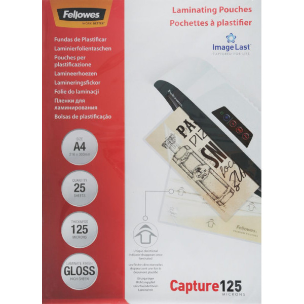 Пленка для ламинирования Fellowes FS-53963 (A4, 125мкм, 25шт, глянцевая)