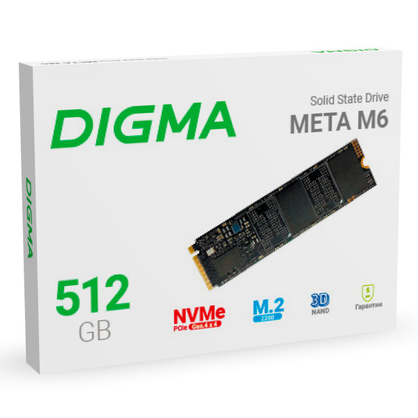 Жесткий диск SSD 512Гб Digma (2280, 7200/4300 Мб/с, 290000 IOPS)