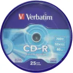Диск CD-R Verbatim (0.68359375Гб, 52x, cake box, 25)