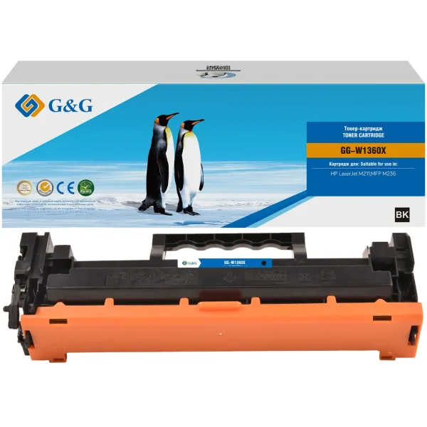 Тонер-картридж G&G GG-W1360X (черный; 2600стр; LaserJet M211d, 209, 233, 234)