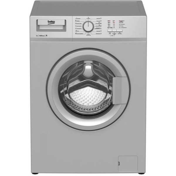 Стиральная машина Beko WRS55P1BSS(фронтальная узкая, класс стирки/отжима/э.потребления: A/C/A-10% , макс: 5кг, 1000 об/мин, 60x84x36.5см, серебристый)