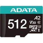 Карта памяти microSDXC 512Гб ADATA (Class 10, 100Мб/с, UHS-I U3, адаптер на SD)