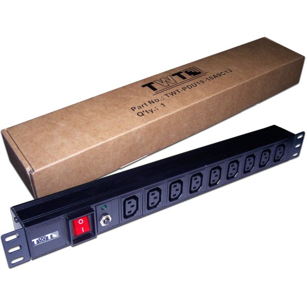Блок распределения питания Lanmaster TWT-PDU19-10A9C3 (10А, горизонтальное, 9xC13, базовые, без вилки)