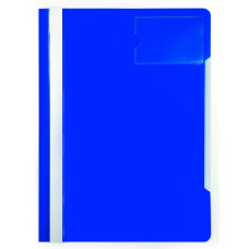 Папка-скоросшиватель Бюрократ PS-V20BLU (A4, прозрачный верхний лист, пластик, карман для визиток, синий) [PS-V20BLU]