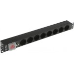 Блок распределения питания LANMASTER TWT-PDU19-10A8P-1.8 (10А, горизонтальное, 8xSchuko, базовые, Schuko, 1,8м)