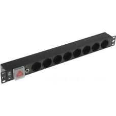 Блок распределения питания LANMASTER TWT-PDU19-10A8P-1.8 (10А, горизонтальное, 8xSchuko, базовые, Schuko, 1,8м)