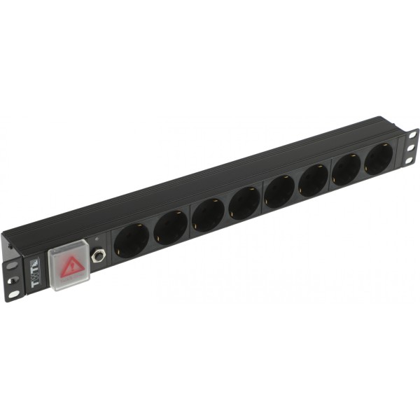 Блок распределения питания LANMASTER TWT-PDU19-10A8P-1.8 (10А, горизонтальное, 8xSchuko, базовые, Schuko, 1,8м)