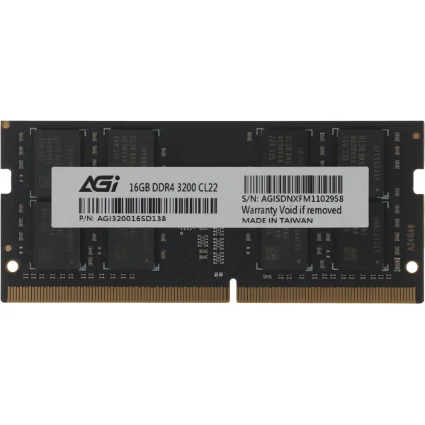 Память SO-DIMM DDR4 16Гб 3200МГц AGI (25600Мб/с, CL22, 260-pin)