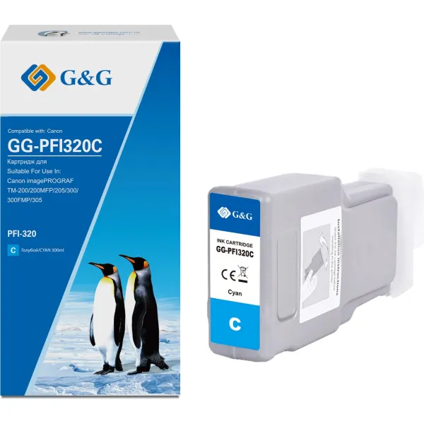 Картридж G&G GG-PFI320C (голубой; 300стр; imagePrograf TM-200, 200MFP, 205, 300, 300MFP, 305)