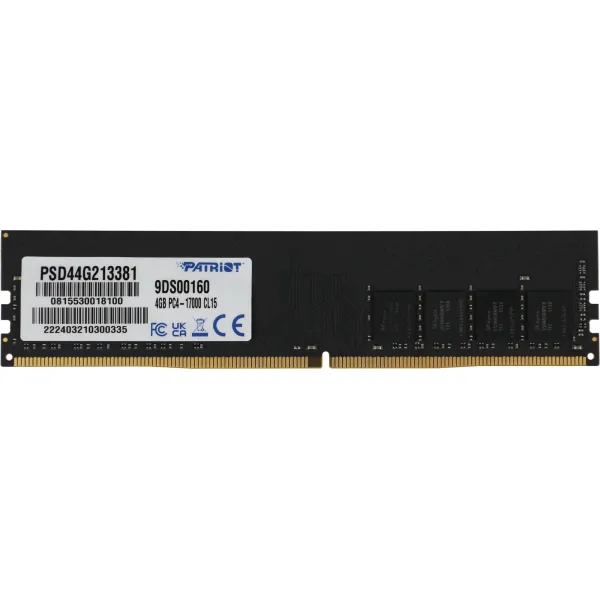 Память DIMM DDR4 4Гб 2133МГц Patriot Memory (17000Мб/с, CL15, 288-pin, 1.2 В)