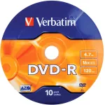 Диск DVD-R Verbatim (4.7Гб, 16x, bulk, 10)