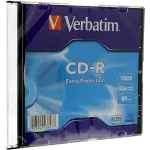 Диск CD-R Verbatim (0.68359375Гб, 52x, slim case, 1)