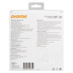 Гарнитура Digma BT20 (беспроводные накладные оголовье закрытые, шумоподавление, 400мА*ч, 10,5ч, Bluetooth 5.0)