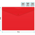 Конверт на кнопке Бюрократ -PK803ANRED (A4, пластик, непрозрачный, толщина пластика 0,18мм, красный)