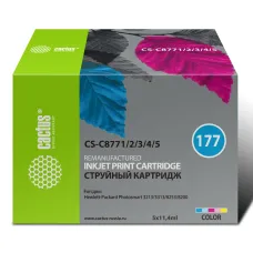 Cactus CS-C8771/2/3/4/5 (голубой, желтый, пурпурный, светло-голубой, светло-пурпурный; 11,4стр; 11мл; PS 2113, 3313, 8253, 8200) [CS-C8771/2/3/4/5]