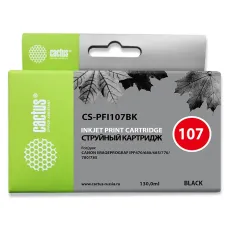 Чернильный картридж Cactus CS-PFI107BK (черный; 130стр; IP iPF670, iPF680, iPF685, iPF770, iPF780, iPF785, ) [CS-PFI107BK]