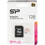 Карта памяти microSDXC 128Гб Silicon Power (Class 10, 100Мб/с, UHS-I U3, адаптер на SD)