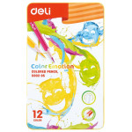 Карандаши Deli Color Emotion (липа, 12 цветов, коробка металлическая)