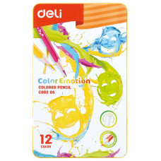 Карандаши Deli Color Emotion (липа, 12 цветов, коробка металлическая) [EC00205]
