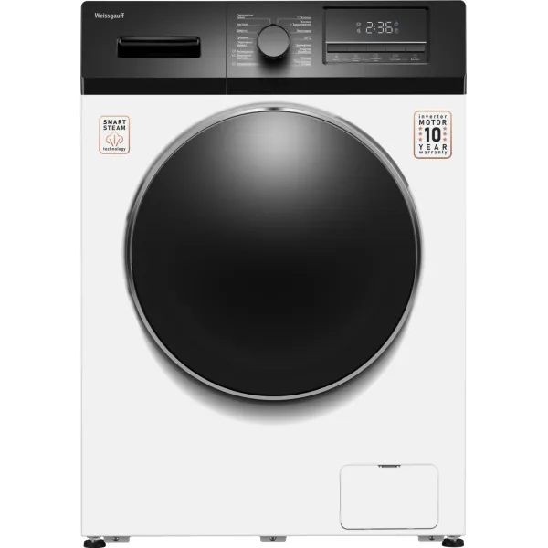 Стиральная машина Weissgauff WM 47814 Inverter Steam(фронтальная полноразмерная, класс стирки/отжима/э.потребления: A+++ , макс: 8кг, белый)