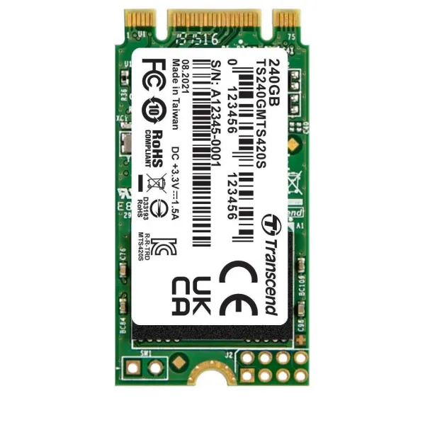 Жесткий диск SSD 240Гб Transcend MTS420 (2242, 500/430 Мб/с, 75000 IOPS, SATA 3Гбит/с, 256Мб, для ноутбука и настольного компьютера)