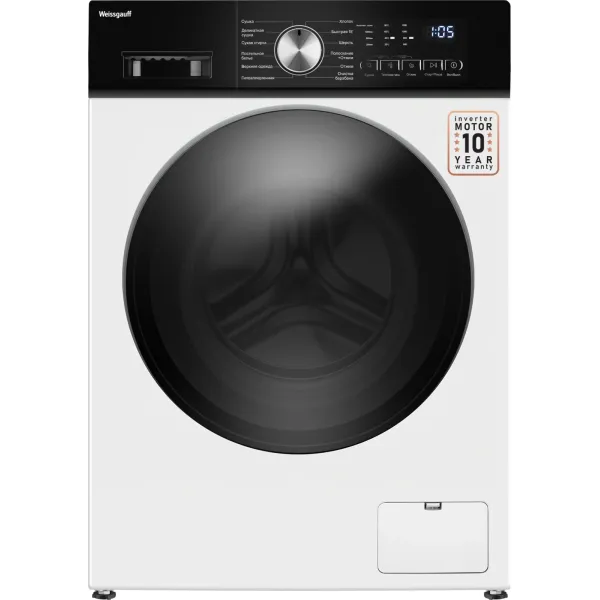 Стиральная машина Weissgauff WMD 6160 D(фронтальная полноразмерная, класс стирки/отжима/э.потребления: A/A/A+++ , макс: 10,5кг, с сушкой, 1200 об/мин, инвертер, защита: частичная, 59.5x85x56.5см, белый)