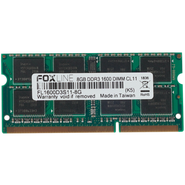 Память DDR3 8Гб 1600МГц Foxline (12800Мб/с, CL11, 204-pin, 1.5 В)