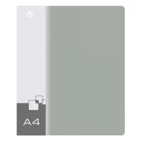 Папка на кольцах Бюрократ 0827/4RGREY (количество колец 4, форма колец О-образные, A4, пластик, толщина пластика 0,7мм, ширина корешка 27мм, карман внутренний и торцевой с бумажной вставкой, серый) [0827/4RGREY]
