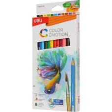 Карандаши Deli Color Emotion (липа, 12 цветов, коробка европодвес) [EC00700]