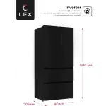 Холодильник Lex LFD575BxID (No Frost, A++, 3-камерный, объем 510:363/147л, инверторный компрессор, черная сталь)